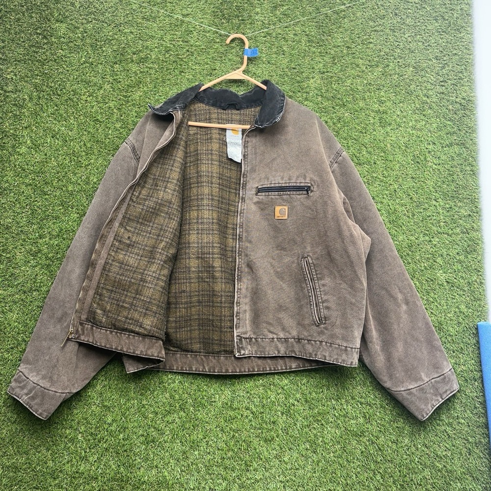 Vintage Carhartt Detroit Jacket Mens 2XL J97 CHT Chestnut Brown Blanket Lined